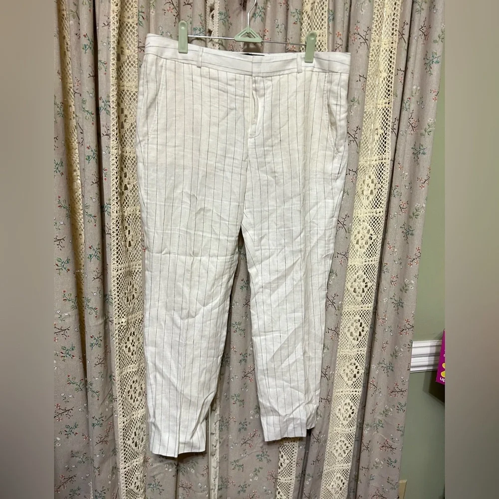 Banana Republic Reegan Linen‎ Pinstripe Pants 10 EUC